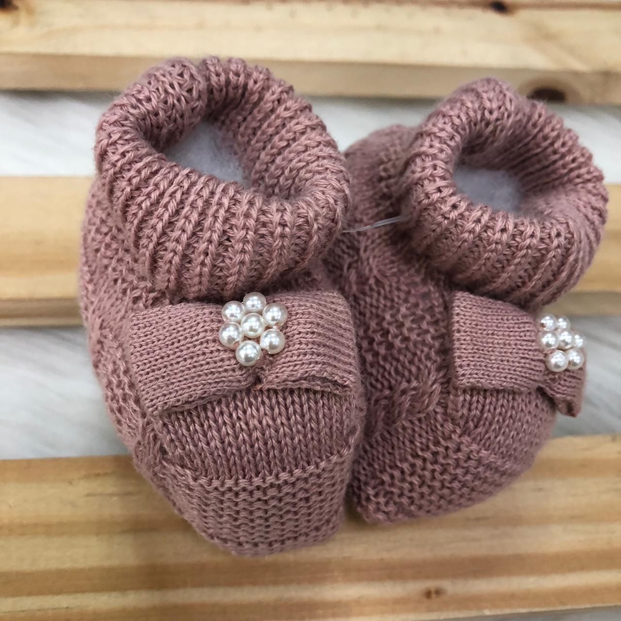 Sapatinho de Linha Laço de Linha - Rose